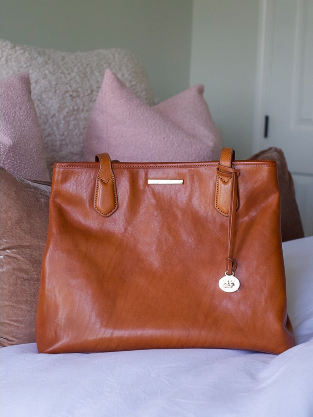 Brahmin Medium Julian Leather Bag In Honey Topsail - Picture 1 of 14